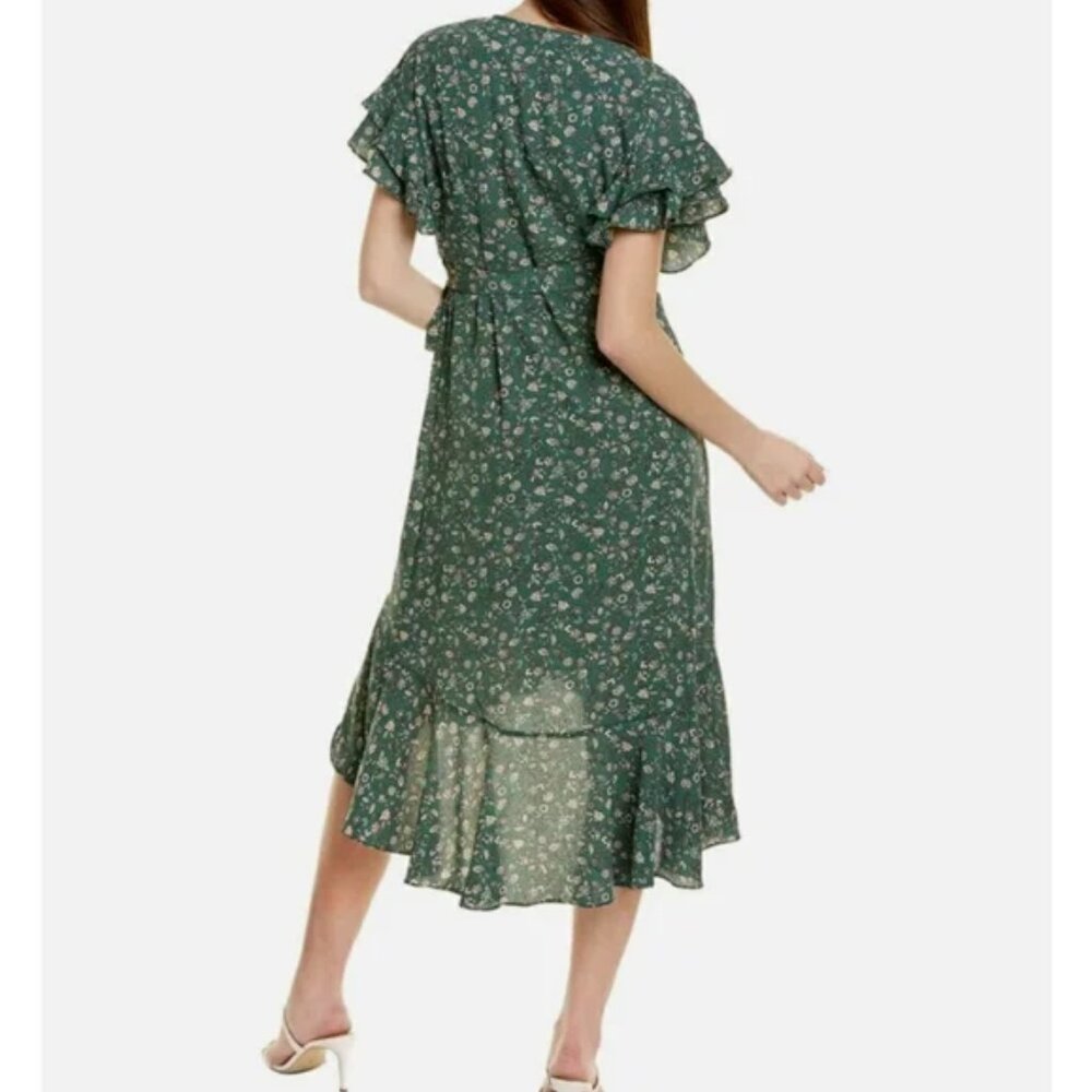 NWT Max Studio Midi green floral wrap dress - Picture 2 of 9